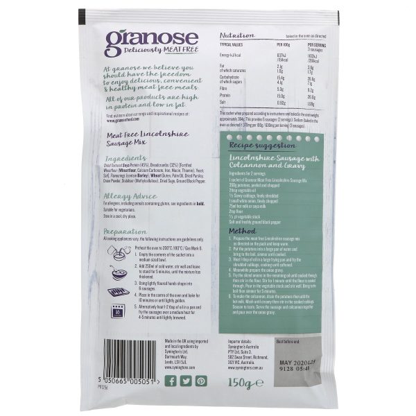 Granose | Lincolnshire Sausage Mix | 150g For Sale