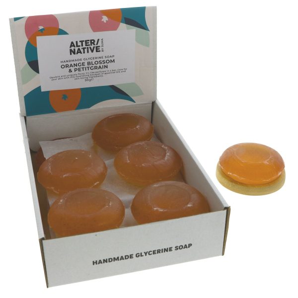 Alter Native | Glycerine Soap - Orange Bloss - With petitgrain   round bar | 90g For Sale