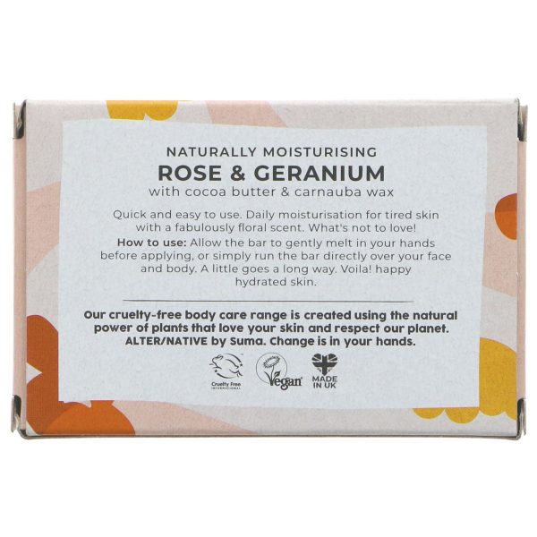 Alter Native | Skincare - Moisturising Bar - Rose - With rose   geranium & orange oil | 90g Online Sale