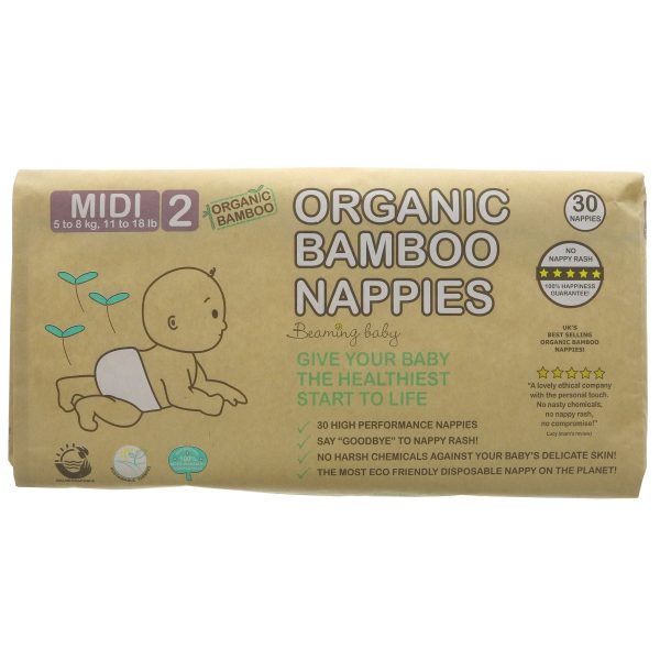 Beaming Baby | Organic Bamboo Nappies Size 2 - 5-8kg, 30 pcs bag | 30 on Sale