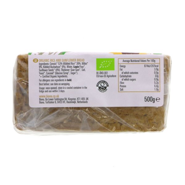 Biona | Rice Bread with Sunflower Seed - Organic and Gluten Free | 500g Sale