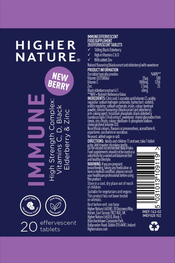 Higher Nature | Immune Effervescent | 20 tablets Sale