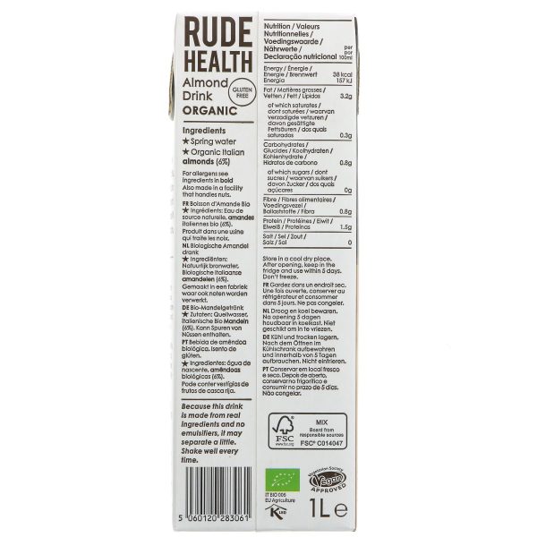 Rude Health | Ultimate Almond Milk - Organic | 1l Online Hot Sale