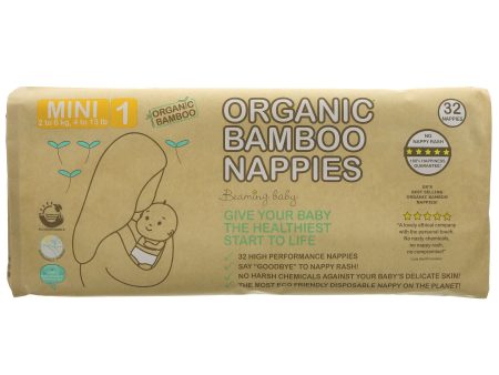 Beaming Baby | Organic Bamboo Nappies Size 1 - 2-6kg, 32 pcs bag | 32 Online Sale