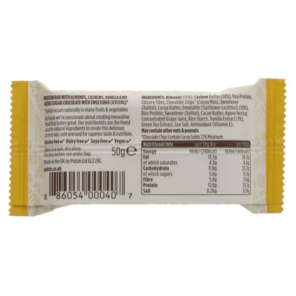 Pulsin | Vanilla Choc Chip Protein Bar | 50G on Sale