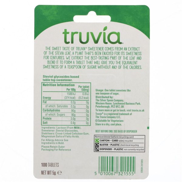 Truvia | Sweetener from the Stevia Leaf - Calorie free - Tablets | 100 Online Hot Sale