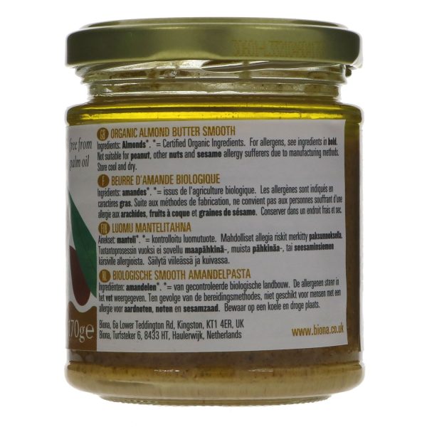 Biona | Almond Butter Smooth Organic | 170G Online