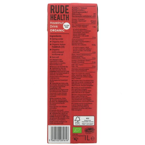 Rude Health | Hazelnut Drink - Organic | 1l For Cheap