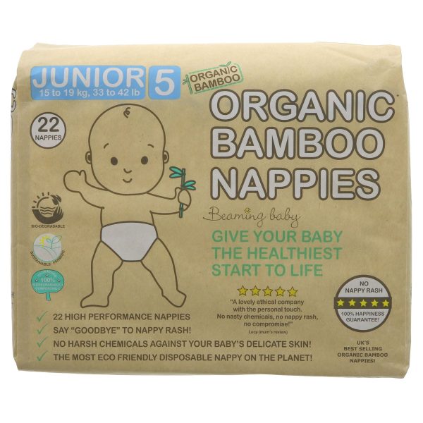 Beaming Baby | Organic Bamboo Nappies Size 5 - 15-19kg, 22 pcs bag | 22 Online now