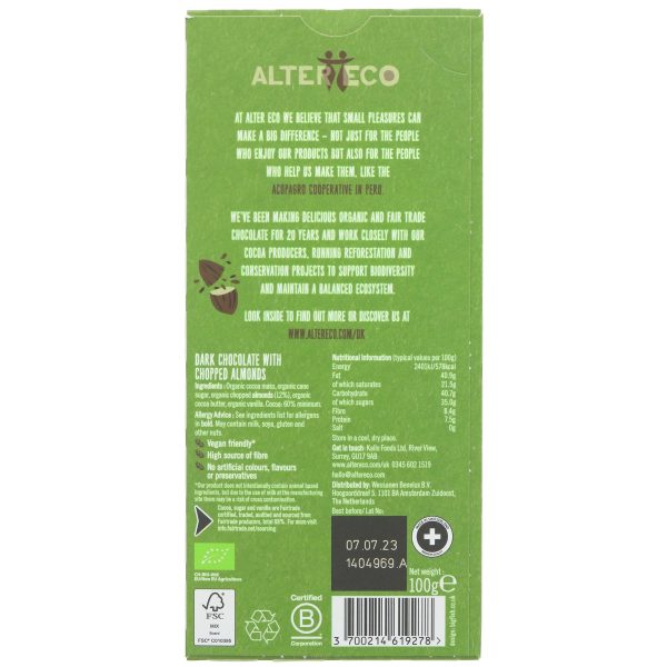 Altereco | Dark Chocolate with Almond | 100g For Cheap