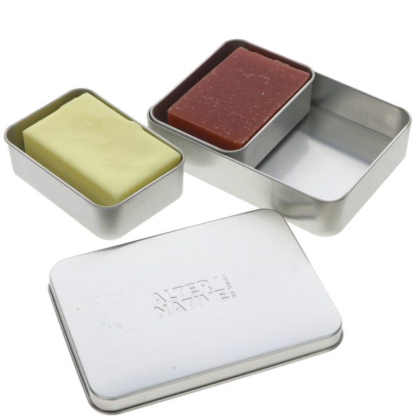 Alter Native | Travel Soap Tin - Double Size - Al tin with 2 drainage inserts | tin Cheap