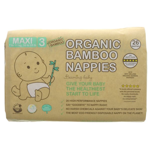 Beaming Baby | Organic Bamboo Nappies Size 3 - 7-11kg, 26 pcs bag | 26 For Discount