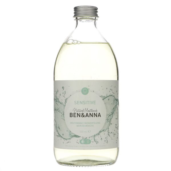 Ben & Anna | Mouthwash - Sensitive - Palm oil free In a glass btl | 500ml For Sale