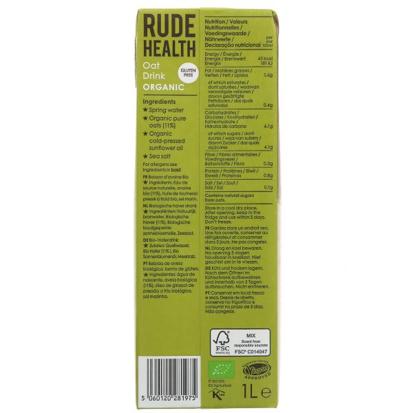 Rude Health | Oat Drink - Organic | 1l Hot on Sale